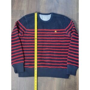 Brooks Brothers Striped Fleece Sweatshirt Medium Navy Red Lamb‎ Logo